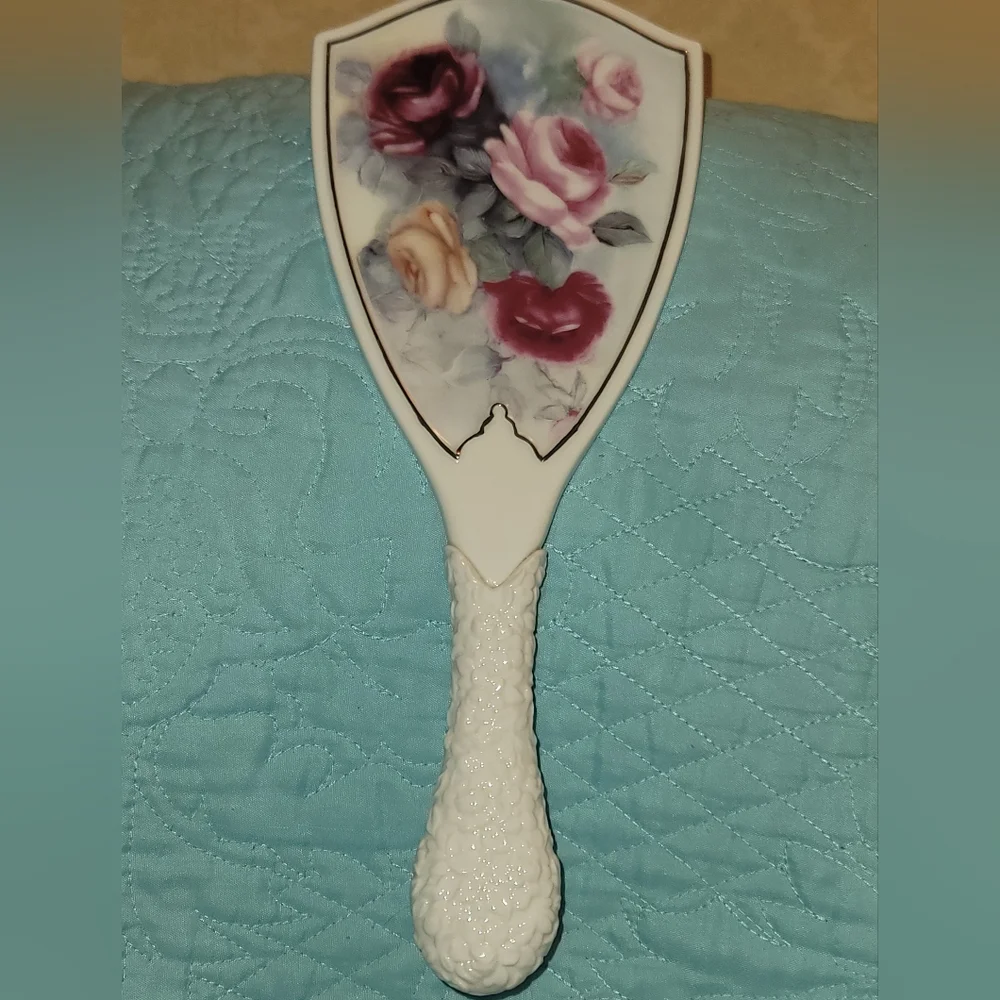 Avon Red and Pink Floral Vanity Mirror